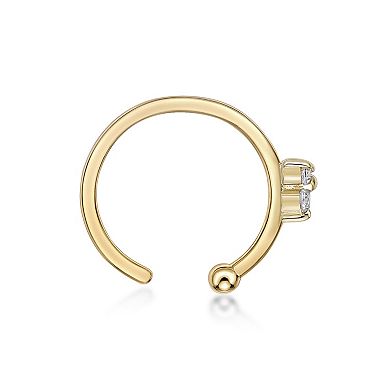Lila Moon 14k Gold Lab-Grown Diamond Accent 3-Stone Trio Hoop Nose Ring