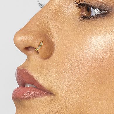 Lila Moon 10k Gold Plated Cubic Zirconia Open Hoop Nose Ring