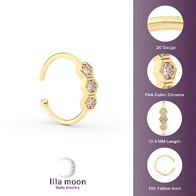 Lila Moon 10k Gold Plated Cubic Zirconia Open Hoop Nose Ring