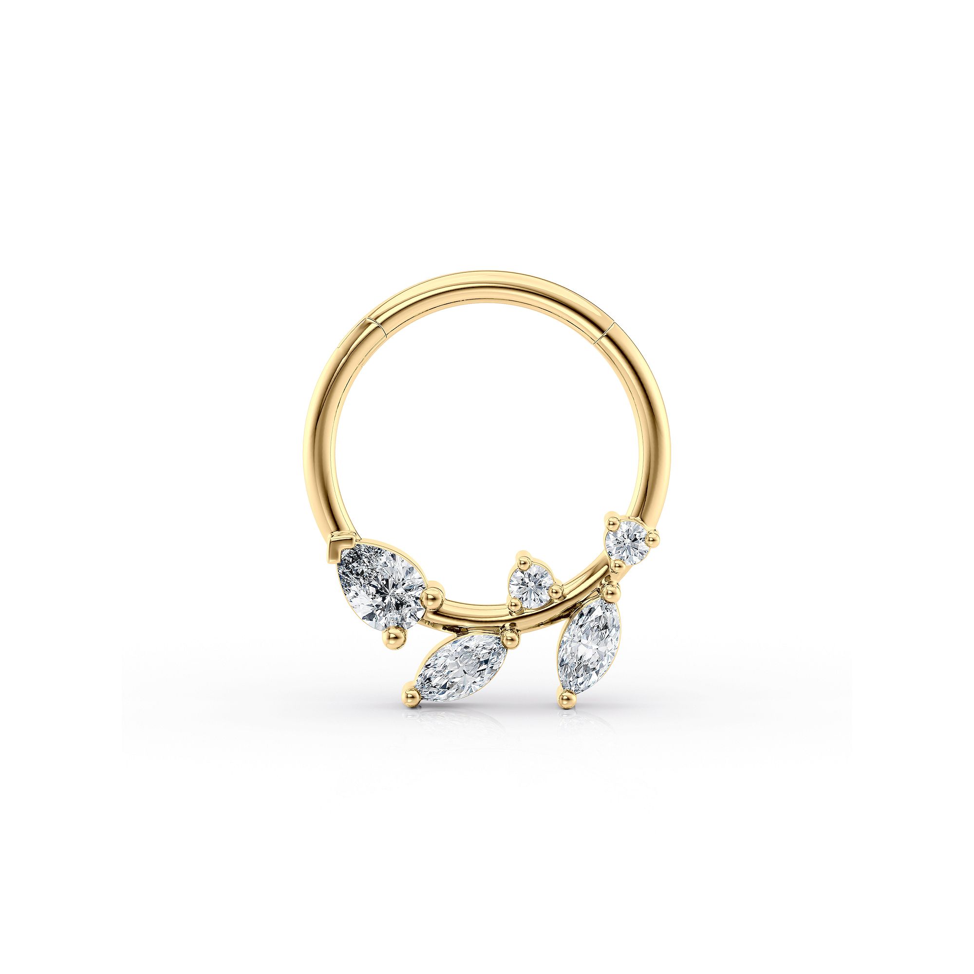 Lila Moon 10k Gold Cubic Zirconia Leaf Clicker Hoop, Womens, 14k Gold