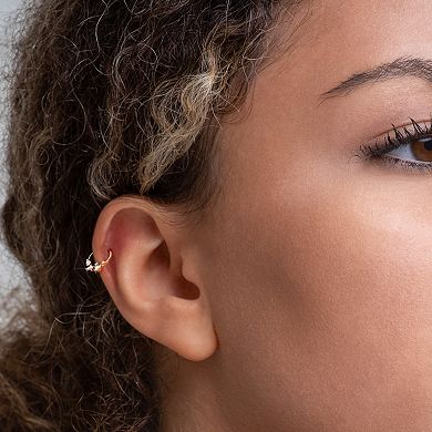 Lila Moon 10k Gold Cubic Zirconia Leaf Clicker Hoop