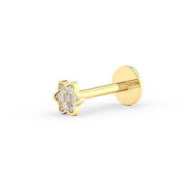 Lila Moon 10k Gold Cubic Zirconia Flower Micro Labret