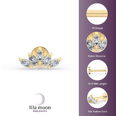 Lila Moon 10k Gold Cubic Zirconia Marquise Micro Labret