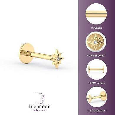 Lila Moon 14k Gold Cubic Zirconia Star Labret