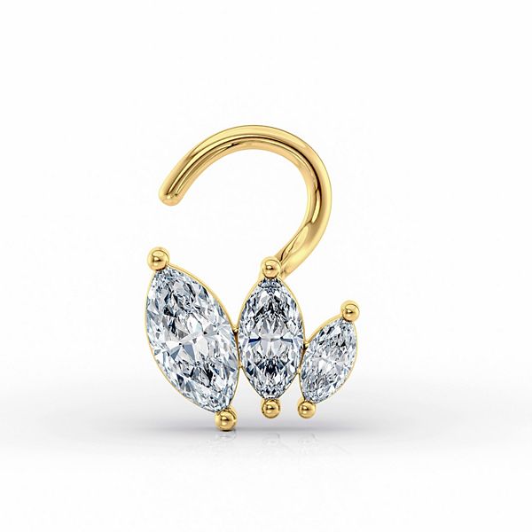Lila Moon 14k Gold Cubic Zirconia Graduated Marquise Curved Nose Ring