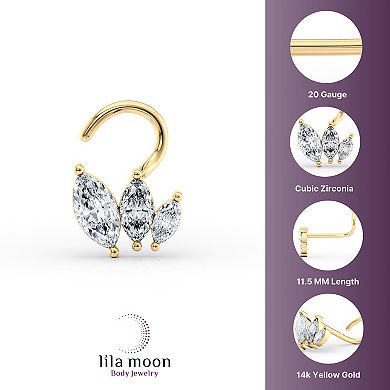 Lila Moon 14k Gold Cubic Zirconia Graduated Marquise Curved Nose Ring