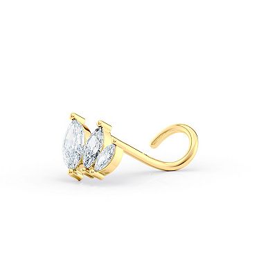 Lila Moon 14k Gold Cubic Zirconia Graduated Marquise Curved Nose Ring
