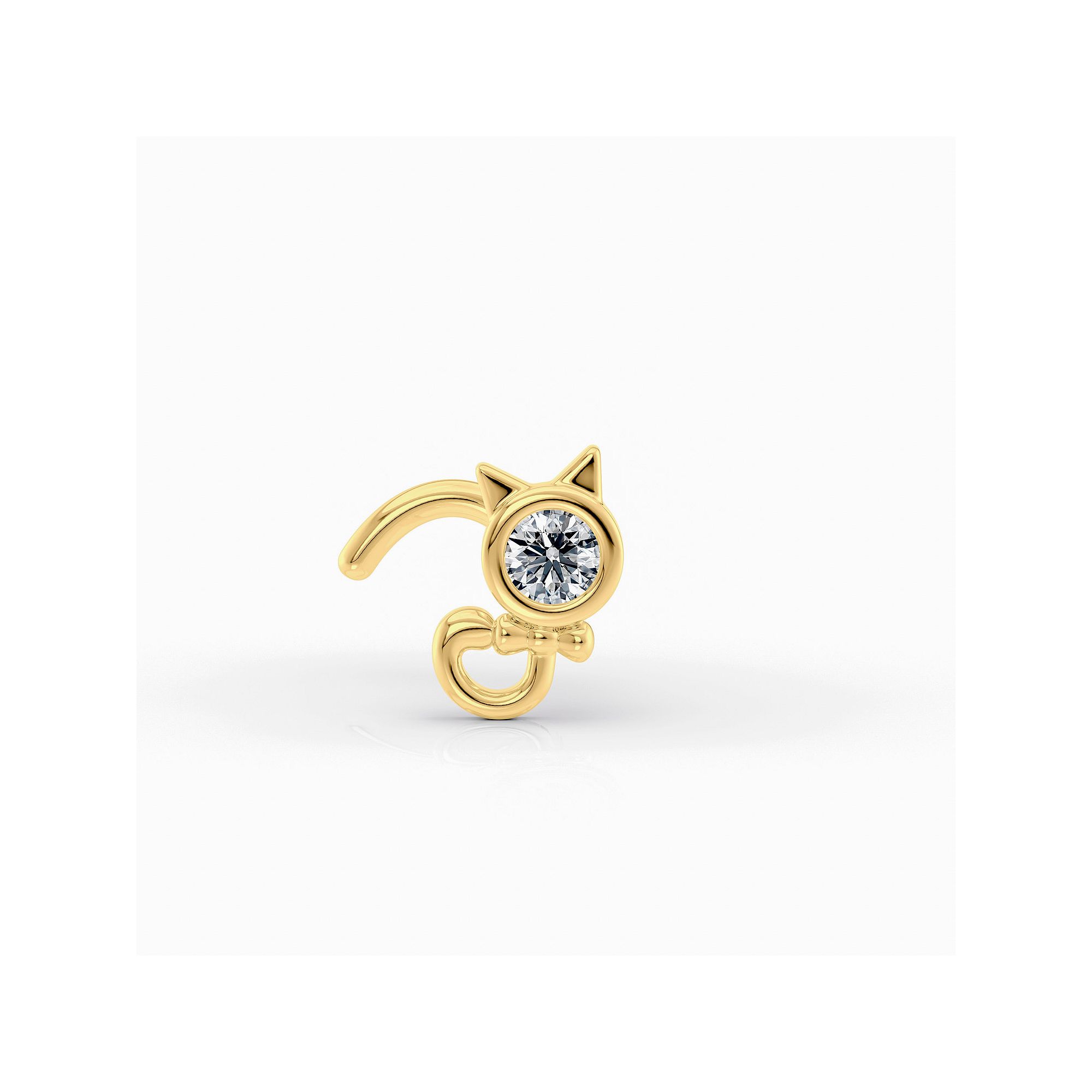 Lila Moon 14k Gold Cubic Zirconia Cat Curved Nose Ring, Womens