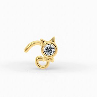 Lila Moon 14k Gold Cubic Zirconia Cat Curved Nose Ring
