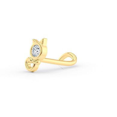 Lila Moon 14k Gold Cubic Zirconia Cat Curved Nose Ring