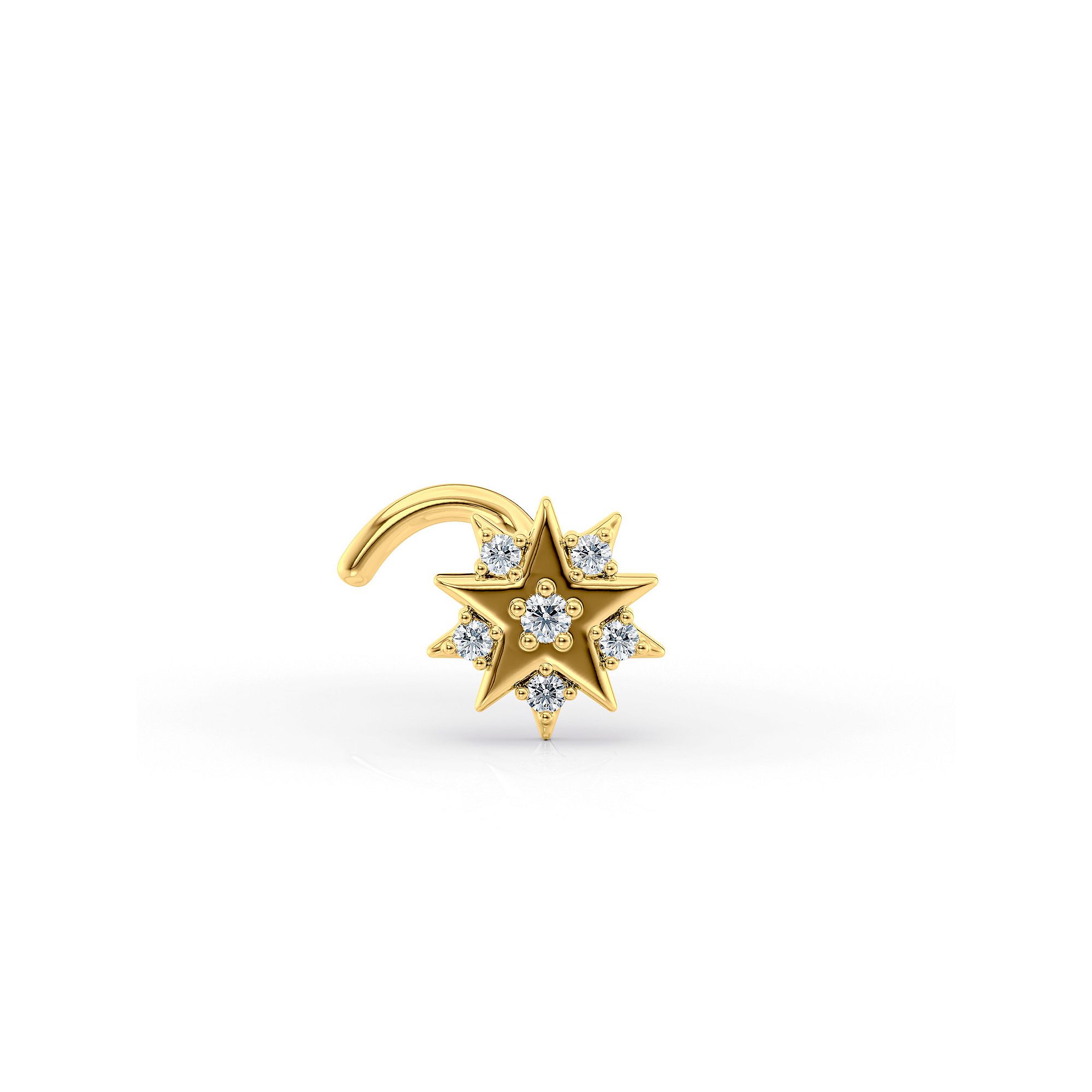 Lila Moon 14k Gold Cubic Zirconia Star Curved Nose Ring, Womens
