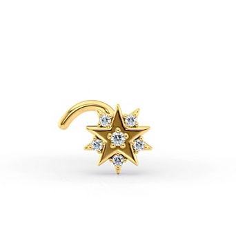 Lila Moon 14k Gold Cubic Zirconia Star Curved Nose Ring