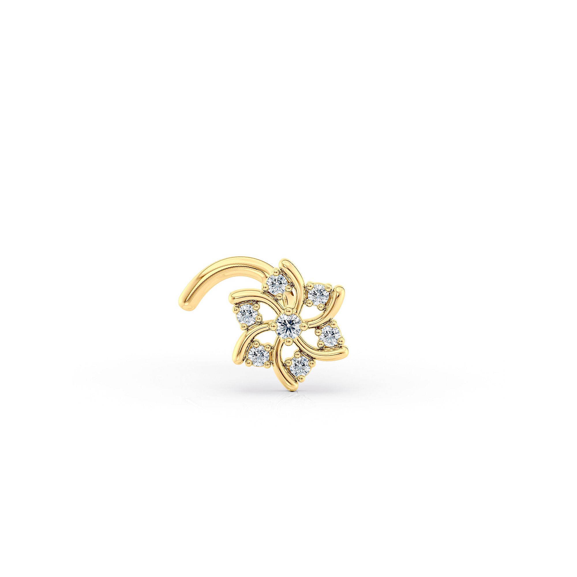 Lila Moon 14k Gold Cubic Zirconia Flower Curved Nose Ring, Womens