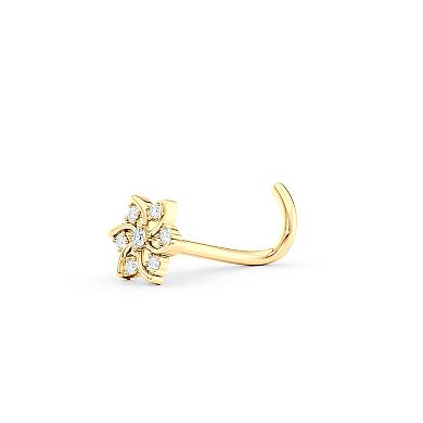 Lila Moon 14k Gold Cubic Zirconia Flower Curved Nose Ring
