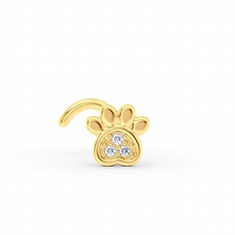 Lila Moon 14k Gold Cubic Zirconia Paw Curved Nose Ring
