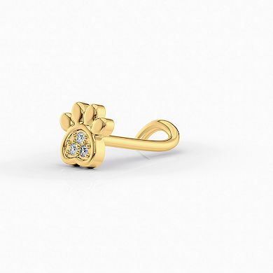 Lila Moon 14k Gold Cubic Zirconia Paw Curved Nose Ring