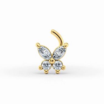 Lila Moon 14k Gold Cubic Zirconia Butterfly Curved Nose Ring
