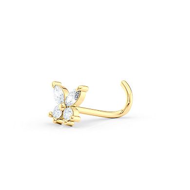Lila Moon 14k Gold Cubic Zirconia Butterfly Curved Nose Ring