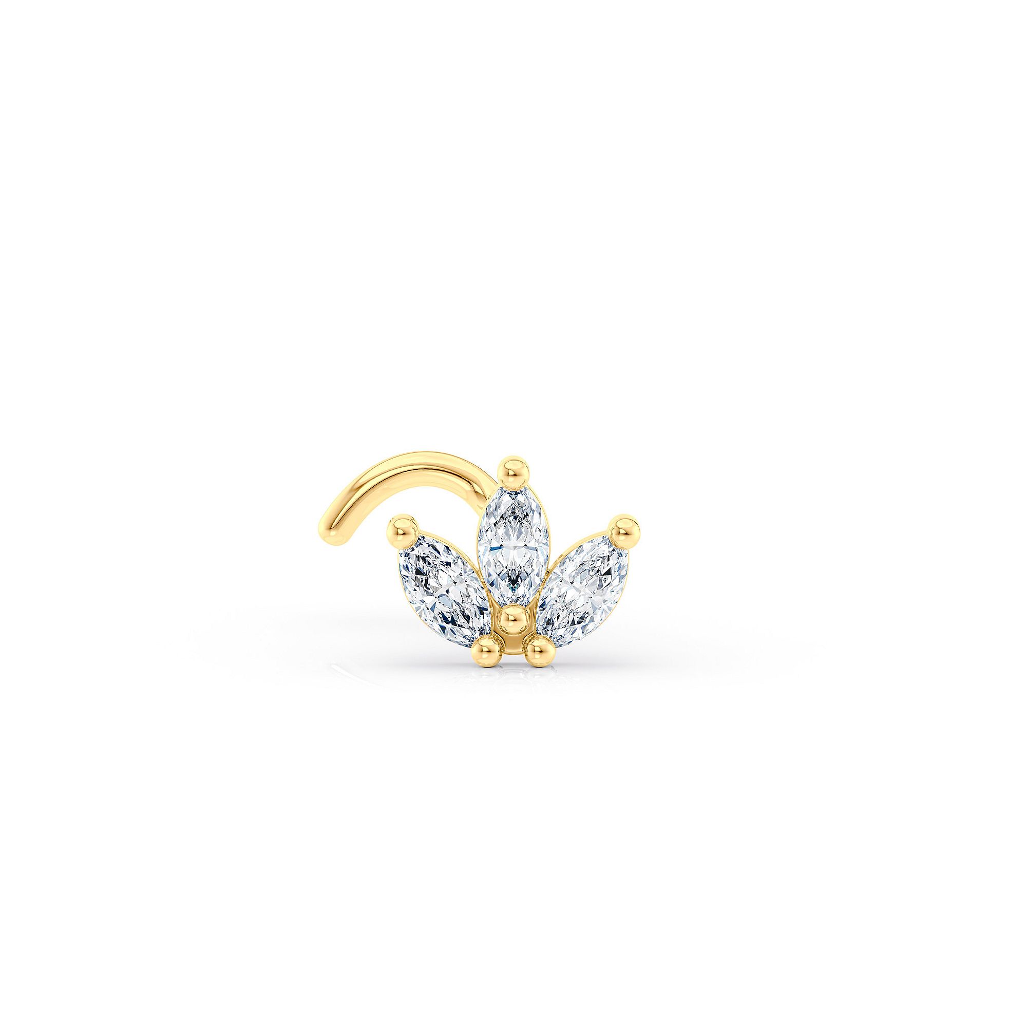 Lila Moon 14k Gold Cubic Zirconia Radiating Marquise Curved Nose Ring, Wome