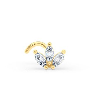 Lila Moon 14k Gold Cubic Zirconia Radiating Marquise Curved Nose Ring