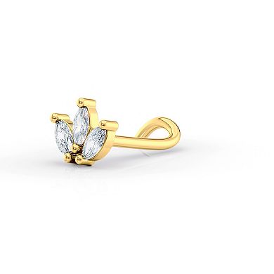 Lila Moon 14k Gold Cubic Zirconia Radiating Marquise Curved Nose Ring