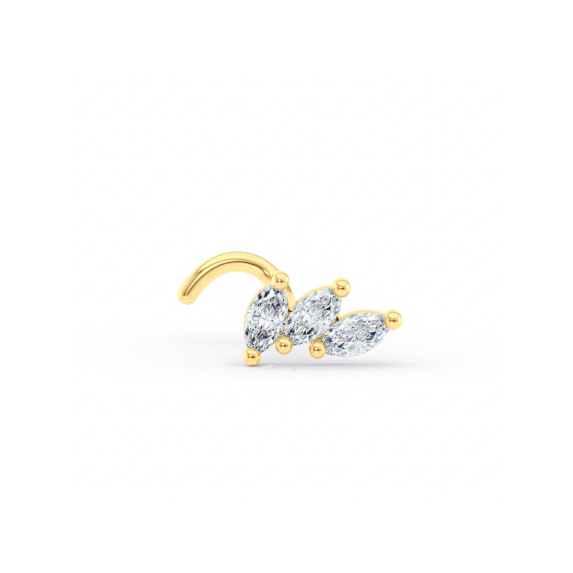 Lila Moon 14k Gold Cubic Zirconia 3-Stone Marquise Curved Nose Ring, Women