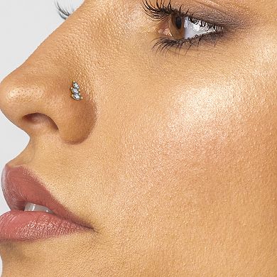 Lila Moon 14k Gold Cubic Zirconia 3-Stone Marquise Curved Nose Ring
