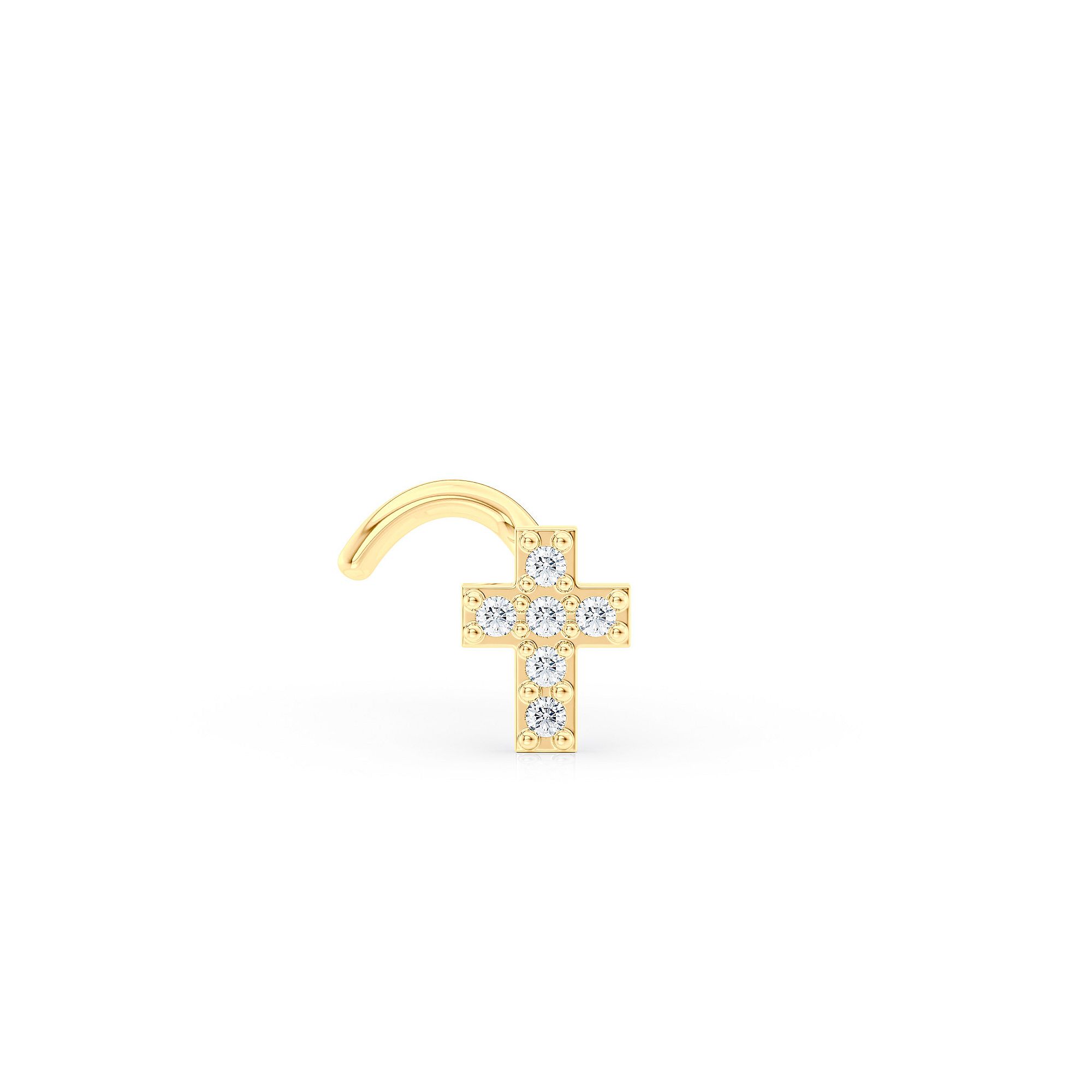 Lila Moon 14k Gold Cubic Zirconia Cross Curved Nose Ring, Womens