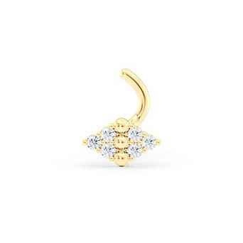 Lila Moon 14k Gold Cubic Zirconia Pave Curved Nose Ring