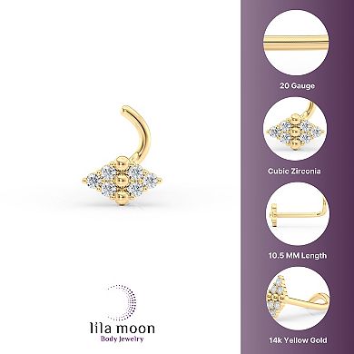 Lila Moon 14k Gold Cubic Zirconia Pave Curved Nose Ring