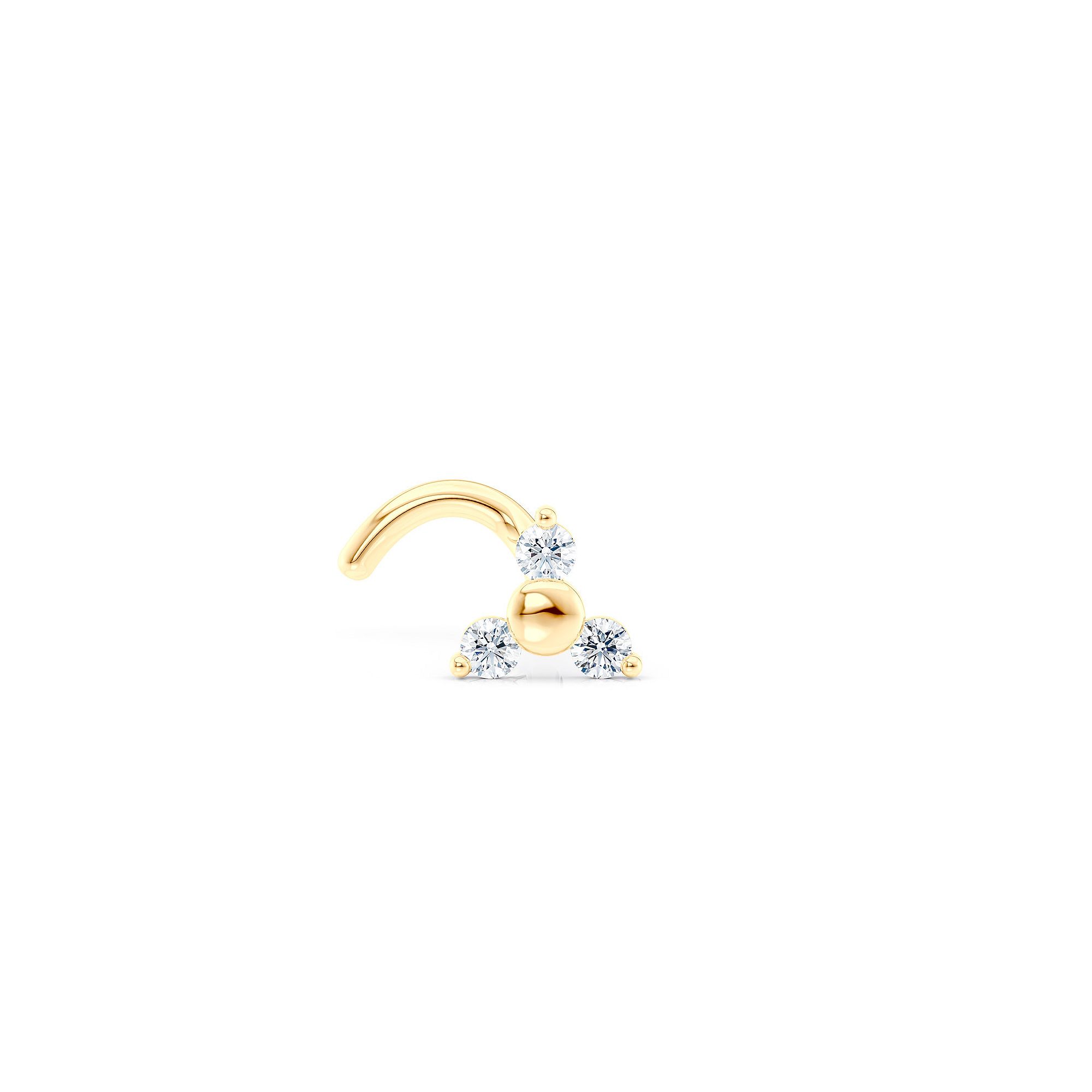 Lila Moon 14k Gold Cubic Zirconia 3-Stone Curved Nose Ring, Womens