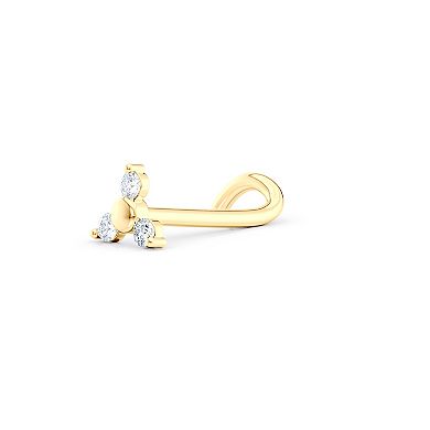 Lila Moon 14k Gold Cubic Zirconia 3-Stone Curved Nose Ring