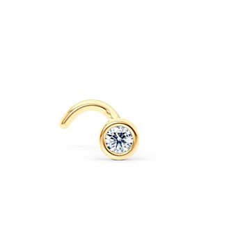 Lila Moon 14k Gold Cubic Zirconia Bezel Curved Nose Ring