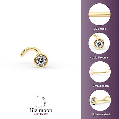 Lila Moon 14k Gold Cubic Zirconia Bezel Curved Nose Ring