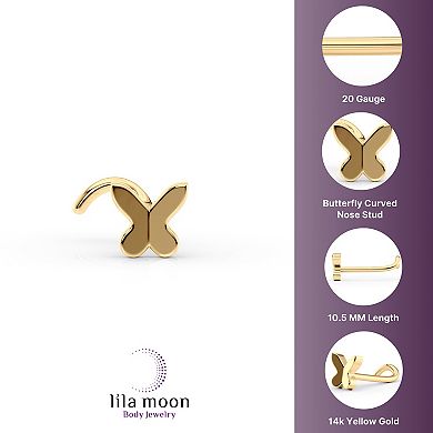 Lila Moon 14k Gold Butterfly Curved Nose Ring