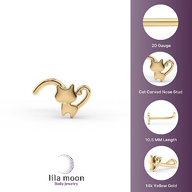 Lila Moon 14k Gold Cat Curved Nose Ring