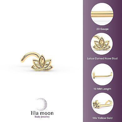 Lila Moon 14k Gold Lotus Curved Nose Ring