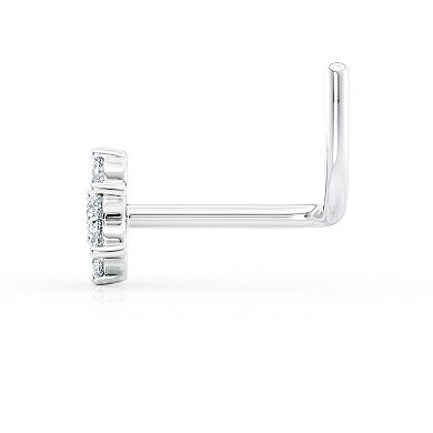 Lila Moon 14k White Gold Cubic Zirconia Flower Curved Nose Ring