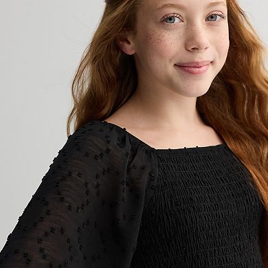 Girls 7-16 Speechless Clip Dot Long Sleeve Mini Dress