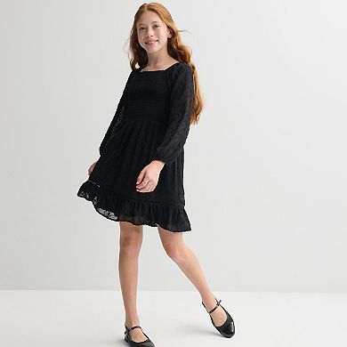 Girls 7-16 Speechless Clip Dot Long Sleeve Mini Dress