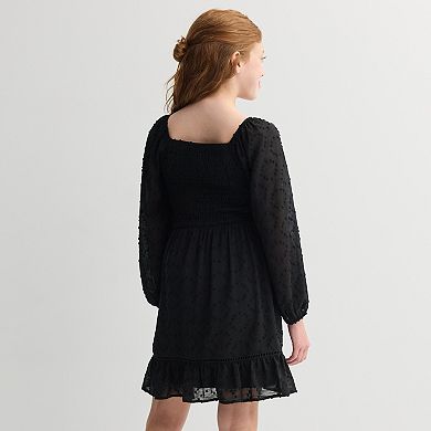 Girls 7-16 Speechless Clip Dot Long Sleeve Mini Dress