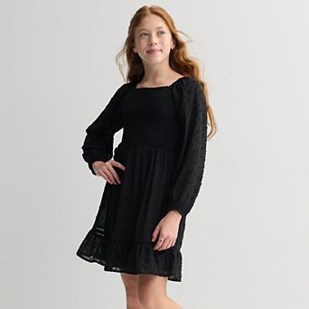 Girls 7-16 Speechless Clip Dot Long Sleeve Mini Dress