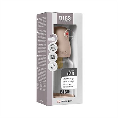 Bibs Slow Flow Latex Nipple 4 oz. Glass Baby Bottle