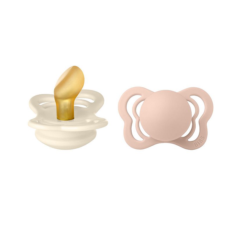 Bibs Couture Neutral 2-Pack Latex Pacifiers 0-6 mo, Blush