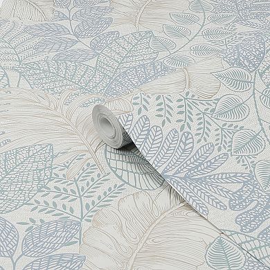 Superfresco Easy Scattered Leaves Charcoal and Gold Wallpaper