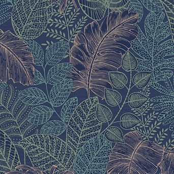 Superfresco Easy Scattered Leaves Charcoal and Gold Wallpaper