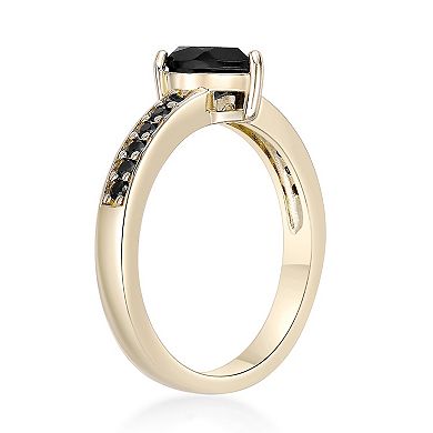 Gemminded 18k Gold Plated Spinel & Onyx Ring