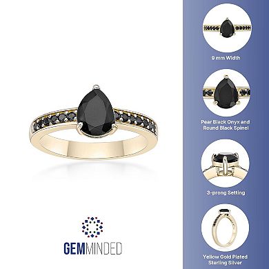 Gemminded 18k Gold Plated Spinel & Onyx Ring