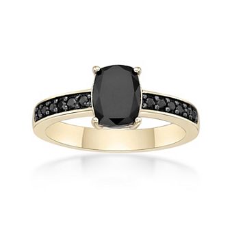 Gemminded 18k Gold Over Silver Onyx & Black Spinel Ring