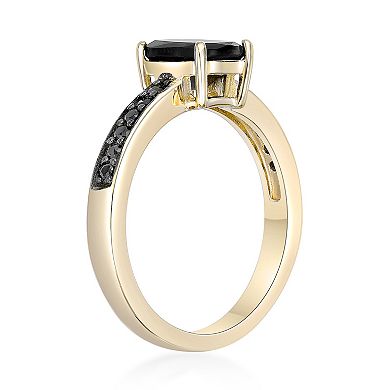 Gemminded 18k Gold Over Silver Onyx & Black Spinel Ring